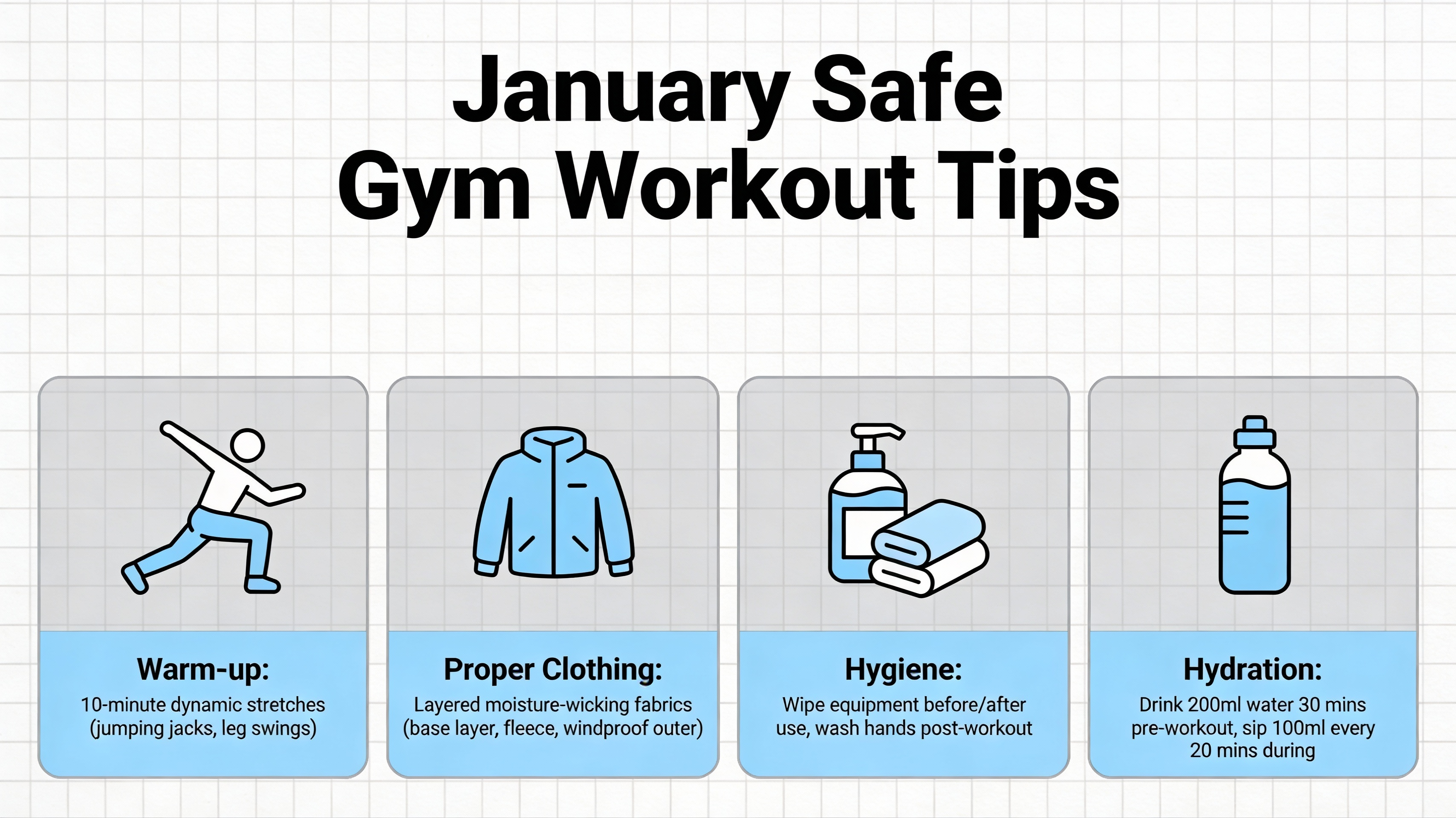 Infografika z poradami na bezpieczny trening w styczniu