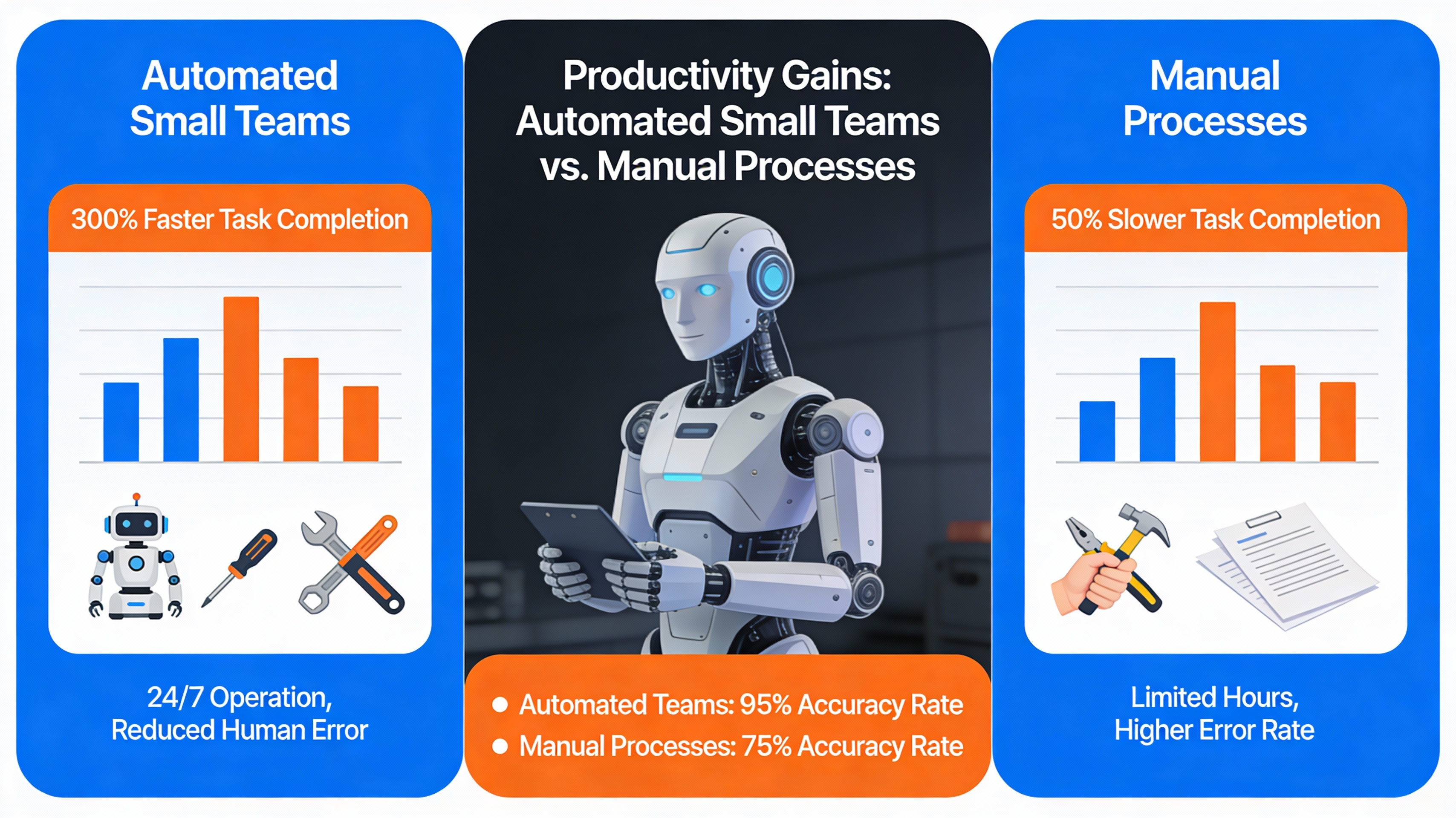Comparison infographic of automation benefits for small teams