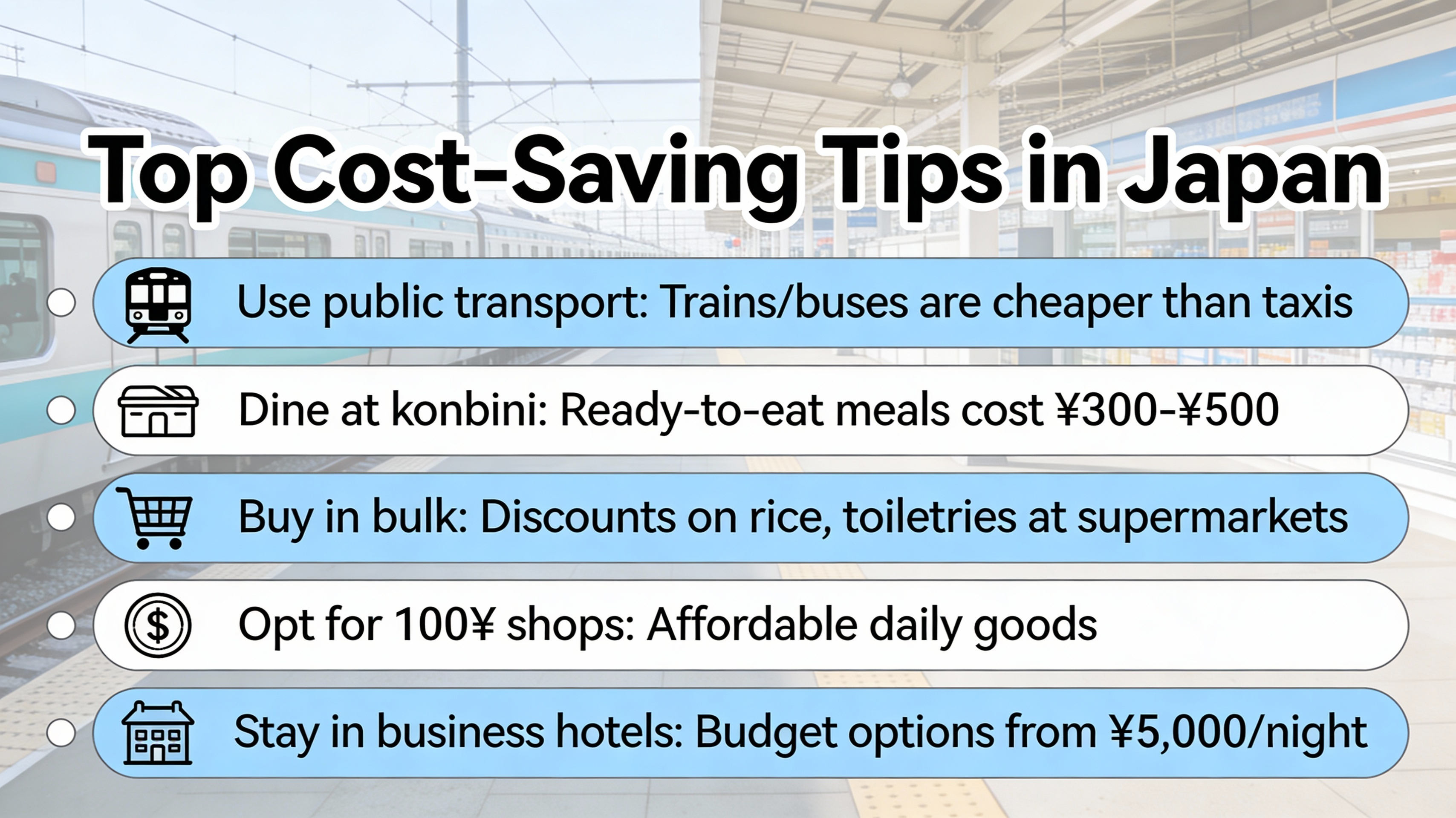Summary of key cost of living takeaways in Japan